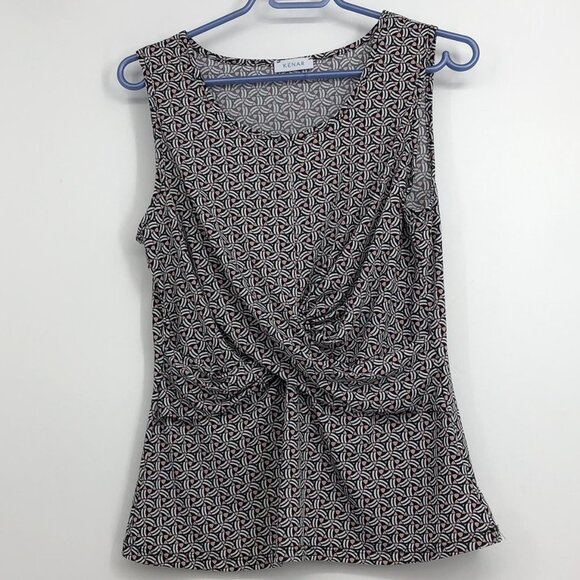 Kenar black white pink abstract tank top with flattering cross  cross in front M - Picture 15 of 15